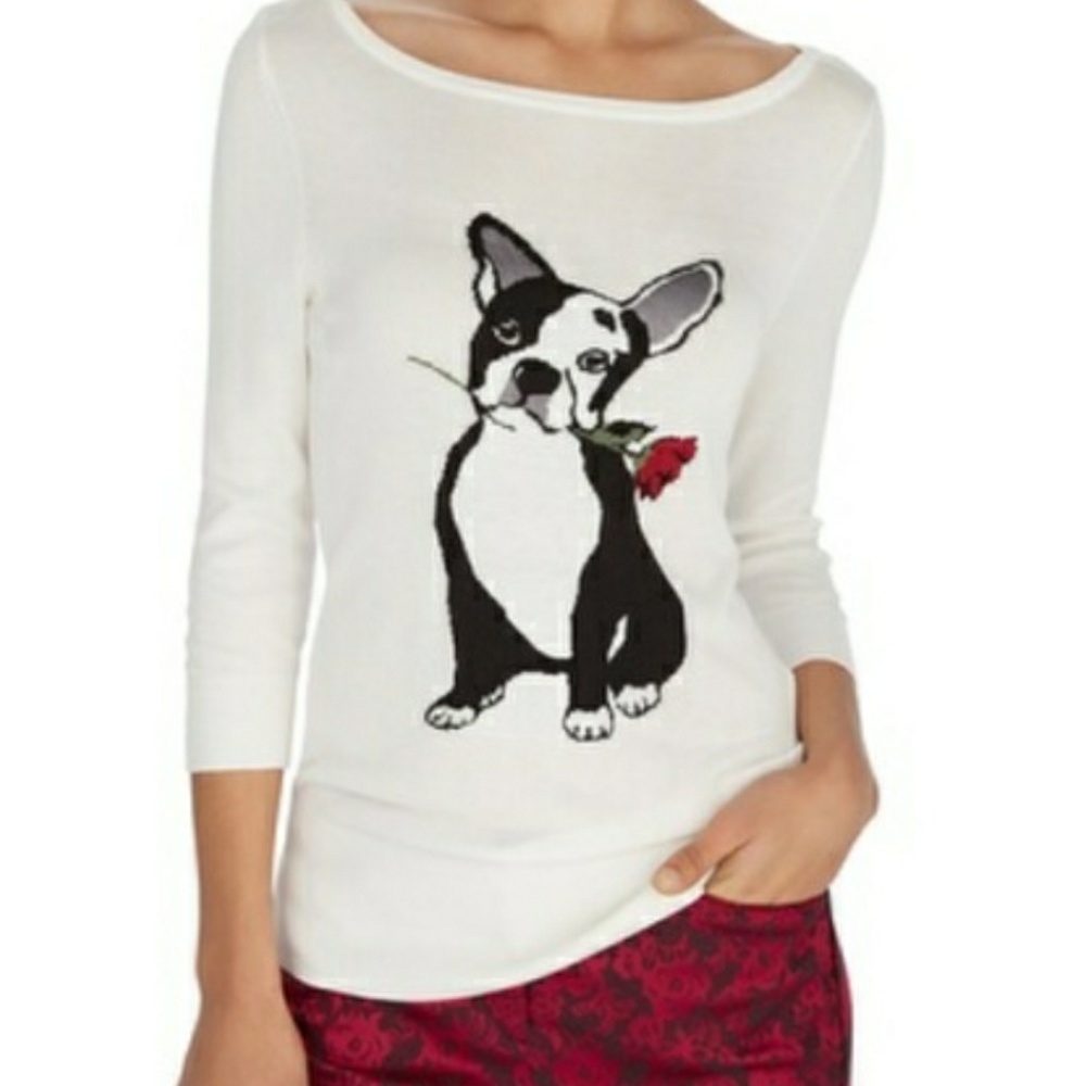 White House Black Market French Bulldog Sweater